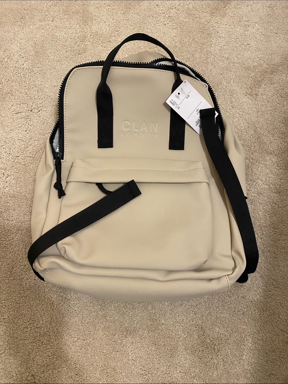 Clan London Women's Beige Backpack with Black Accents